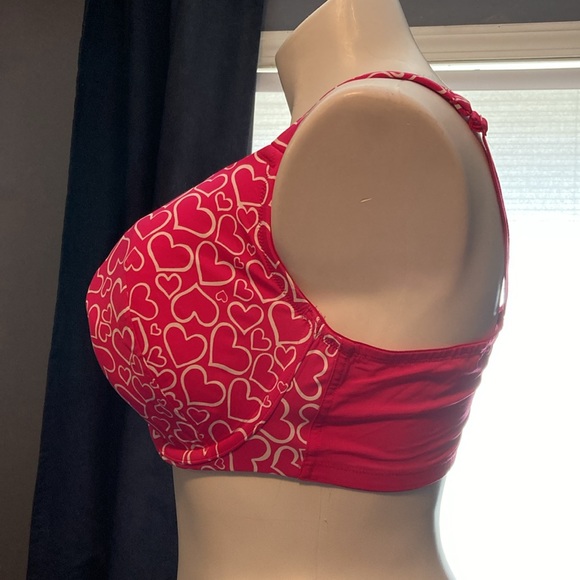 Cacique pink w/hearts padded underwire four hook closure bra size 44DD - Picture 3 of 6